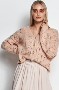 Różowy sweter Makadamia w stylu casual z wełny