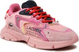 Różowe buty sportowe Lacoste w sportowym stylu sznurowane