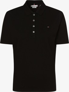 Czarna bluzka Tommy Hilfiger z dekoltem w kształcie litery v z krótkim rękawem
