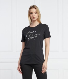 Czarny t-shirt Hugo Boss z okrągłym dekoltem w młodzieżowym stylu