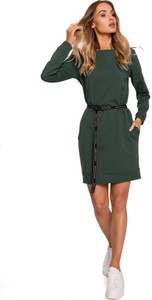 Zielona sukienka MOE mini z długim rękawem