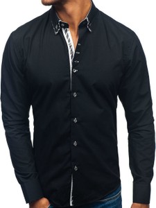 Czarna koszula Denley z bawełny w street stylu z klasycznym kołnierzykiem