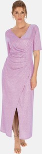 Fioletowa sukienka POTIS & VERSO z krótkim rękawem z dzianiny maxi