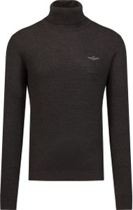 Czarny sweter Aeronautica Militare w stylu klasycznym z wełny z golfem