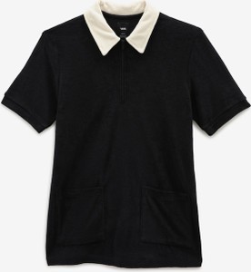 Czarna koszulka polo Vans z krótkim rękawem z bawełny