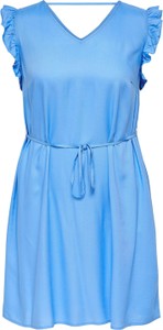 Niebieska sukienka Only bez rękawów z dekoltem w kształcie litery v mini