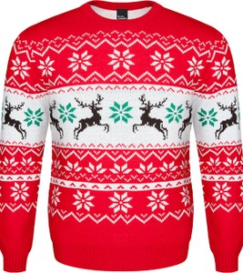 Sweter M.lasota w bożonarodzeniowy wzór w młodzieżowym stylu z okrągłym dekoltem