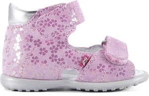 Różowe buty dziecięce letnie EMEL dla dziewczynek na rzepy w kwiatki