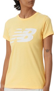 Żółty t-shirt New Balance z krótkim rękawem z okrągłym dekoltem
