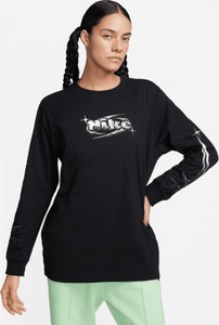 Czarna bluzka Nike z długim rękawem z bawełny