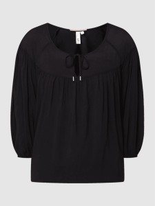 Czarna bluzka Q/s Designed By - S.oliver z okrągłym dekoltem z długim rękawem