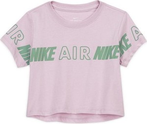 Różowa koszulka dziecięca Nike z bawełny dla dziewczynek z krótkim rękawem