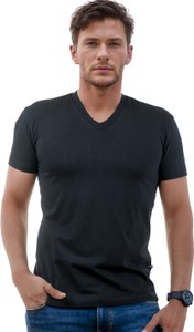 Czarny t-shirt Carlo Lamon z bawełny w stylu casual