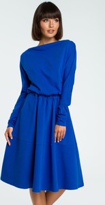 Niebieska sukienka Be z dresówki midi z długim rękawem