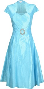 Niebieska sukienka Fokus z tiulu rozkloszowana midi
