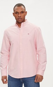 Różowa koszula Tommy Jeans z długim rękawem z kołnierzykiem button down w stylu casual