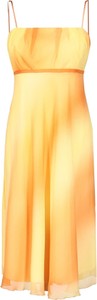 Pomarańczowa sukienka Fokus z dekoltem w kształcie litery v z szyfonu
