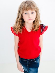 Czerwona bluzka dziecięca Anima By Justyna Steczkowska z bawełny z krótkim rękawem