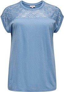 Niebieska bluzka Only z krótkim rękawem z okrągłym dekoltem w stylu casual