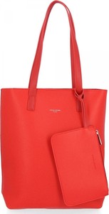 Czerwona torebka David Jones duża matowa w stylu glamour