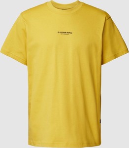 Żółty t-shirt G-Star Raw w stylu casual z krótkim rękawem z bawełny