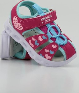 Buty dziecięce letnie American Club na rzepy dla dziewczynek z tkaniny