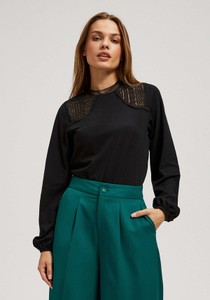 Czarna bluzka Moodo.pl z bawełny w stylu casual