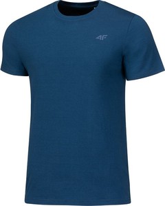 Niebieski t-shirt 4F z krótkim rękawem z bawełny w stylu casual