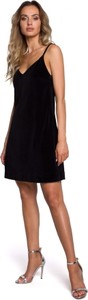Czarna sukienka MOE mini w młodzieżowym stylu z dekoltem w kształcie litery v