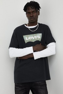 Czarny t-shirt Levis z nadrukiem w młodzieżowym stylu