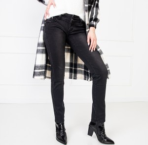 Czarne jeansy Royalfashion.pl z jeansu w stylu casual