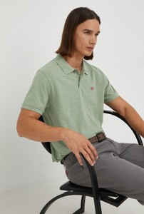 Zielona koszulka polo Levis w stylu casual z krótkim rękawem z bawełny