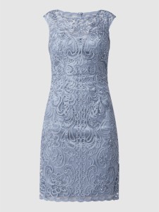 Granatowa sukienka Luxuar Fashion mini z tiulu z okrągłym dekoltem