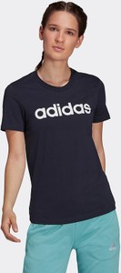 Czarny t-shirt Adidas z okrągłym dekoltem z bawełny w młodzieżowym stylu