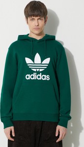 Zielona bluza Adidas Originals w młodzieżowym stylu z nadrukiem z bawełny