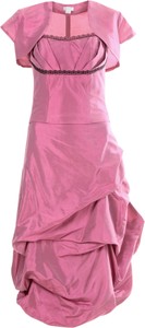 Różowa sukienka Fokus midi z okrągłym dekoltem
