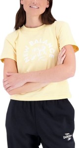 Żółty t-shirt New Balance w sportowym stylu
