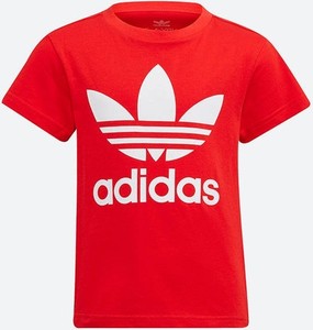 Czerwona koszulka dziecięca Adidas Originals z krótkim rękawem dla chłopców