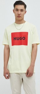 Żółty t-shirt Hugo Boss z krótkim rękawem w młodzieżowym stylu