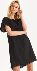 Czarna sukienka Top Secret w stylu casual z krótkim rękawem z okrągłym dekoltem