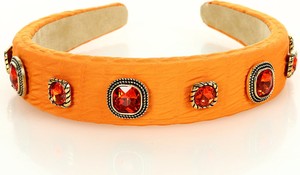 Gk-Style Elegancka opaska na włosy z materiału typu kora ze zdobieniami pomarańczowy