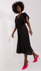 Czarna sukienka ITALY MODA midi z krótkim rękawem