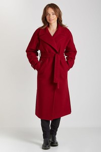 Czerwony płaszcz Ciriana z wełny długi w stylu casual