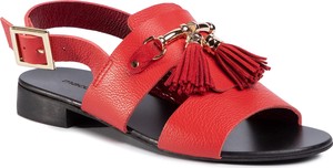 Czerwone sandały Maccioni z płaską podeszwą ze skóry w stylu casual