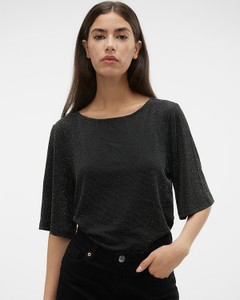 Czarna bluzka Vero Moda w stylu casual z krótkim rękawem