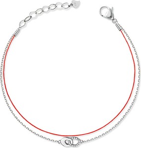 Lovrin srebrna bransoletka 925 sznurek z łańcuszkiem ringi