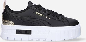 Czarne buty sportowe Puma w sportowym stylu sznurowane na platformie