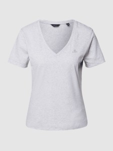 T-shirt Gant z dekoltem w kształcie litery v z bawełny