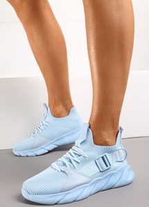 Niebieskie buty sportowe born2be sznurowane z tkaniny w sportowym stylu