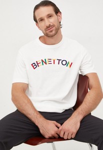 T-shirt United Colors Of Benetton z dzianiny z krótkim rękawem